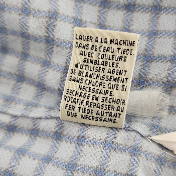 Eddie Bauer Two Tone Blue  Long Sleeve Plaid 100 % Cotton Flannel Shirt W Med - Picture 11 of 12